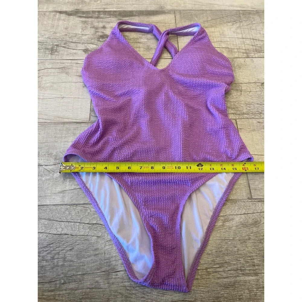 Becca‎ by Rebecca Virtue Purple Textured One Piece Swimsuit V-Neck XXL 1611431 - Picture 7 of 11